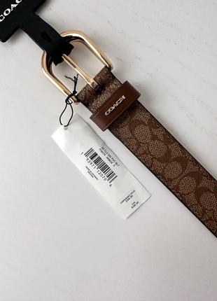 Женский кожаный брендовый пояс ремень coach classic belt in signature canvas оригинал кожа коуч коач на подарок жене подарок девушке4 фото