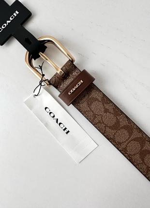 Женский кожаный брендовый пояс ремень coach classic belt in signature canvas оригинал кожа коуч коач на подарок жене подарок девушке5 фото