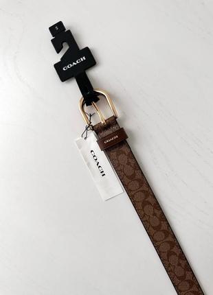 Женский кожаный брендовый пояс ремень coach classic belt in signature canvas оригинал кожа коуч коач на подарок жене подарок девушке3 фото