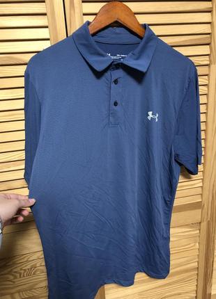 Футболка under armour темно голубая очень приятная на ощупь 2xl