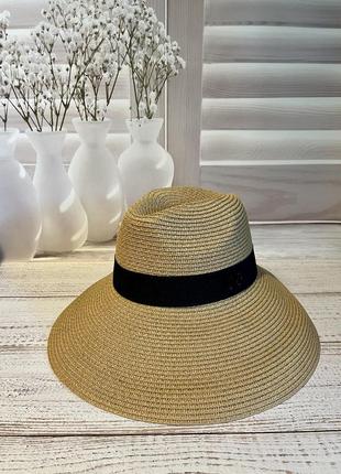 Жіночий сонцезахисний солом'яний капелюх федора сілена бежевий (55-59)