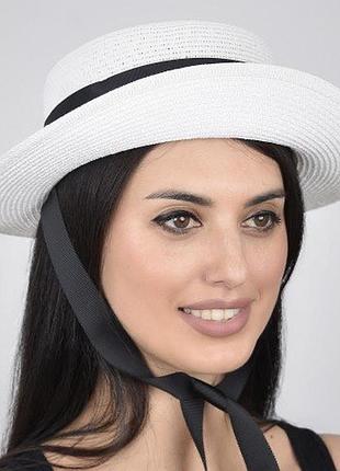 Шляпа солнцезащитная соломенная женская коко белая (54-58)