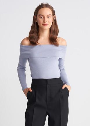 Dilvin knit лиловая кофта трикотажный топ jumper с открытыми плечами