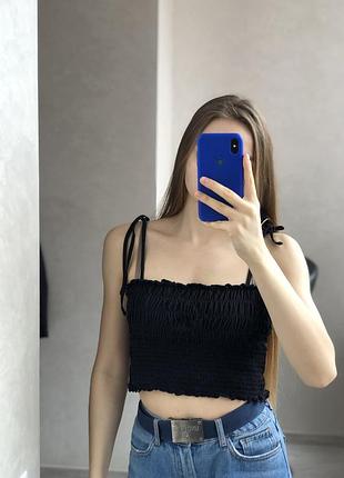 Чорний топ на бретелях h&m