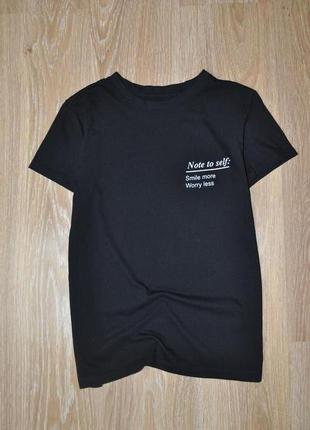 Хлопковая черная футболка с принтом primark