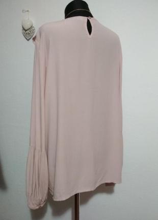 Большой размер фирменная роскошная пудровая блуза с нежными рюшами из вискозы супер качество2 фото
