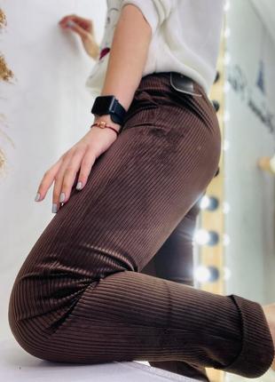 Трендовые вельветовые брюки в рубчик7 фото