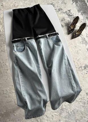 Женские комбинированные джинсы в стиле coperni, лосины джинсы, джинсы палаццо