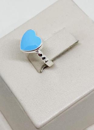 Кольцо серебряное с ювелирной эмалью "сердечко" 12 1,3 г