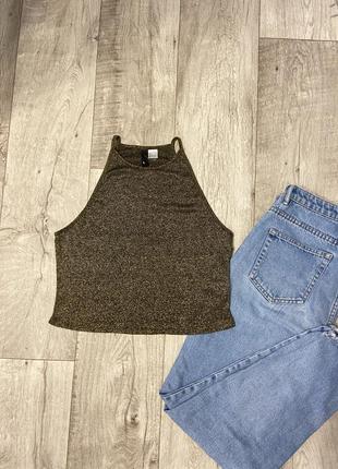 Золотистый люрексный топ от h&amp;m, размер 46-48