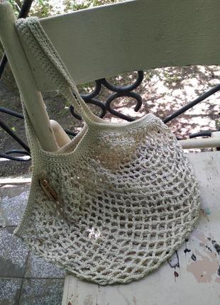 Авоська экосумка, белая хлопковая авоська, крафтовая сумка2 фото