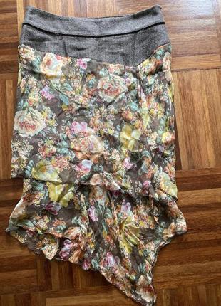 Спідниця дизайнерська юбка  міді вінтаж твід і шовк zaatxchi l 40 німеччина