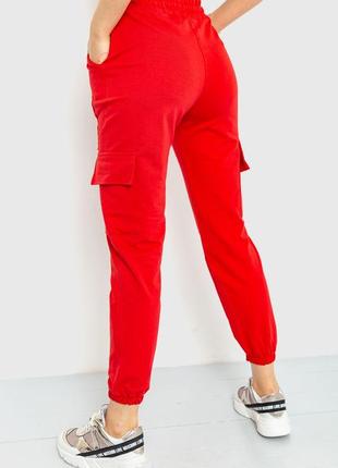 Спорт штани жіночі карго колір червоний3 фото