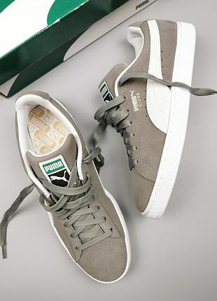 Кроссовки оригинал puma suede classic+ steeple gray/white 352634-66