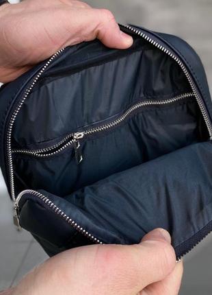 Мужская матовая сумка через плечо планшет борсетка черная6 фото