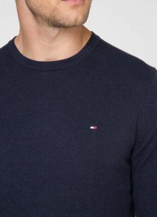 Чоловічий темно-синій джемпер organic cotton silk crew neck tommy hilfiger (р.s)оригінал