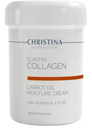 Зволожувальний крем для сухої шкіри christina elastin collagen carrot cream with vitamins a, e&ha 250 мл