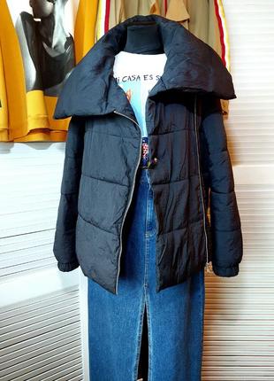Куртка демисезонная черная пуфер стеганая оверсайз объемная9 фото