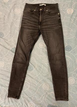 Джинсы графитовые черные zara skinny