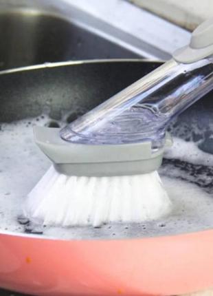 Щетка для мытья посуды automatic decontamination wok brush с дозатором и насадками многофункциональная3 фото