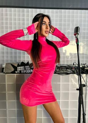 Стильное велюровое платье 7