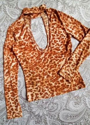 Блуз золот люрекс бренд gabriella frattini декольте  наряд кофт леопар принт кофта свитер стил декольт итал длин рук2 фото