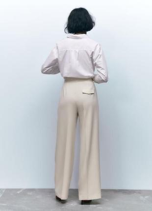 Штани палаццо zara брюки палацо зара з широкими штанинами молочні 1608/424 молочного кольору розмір s6 фото