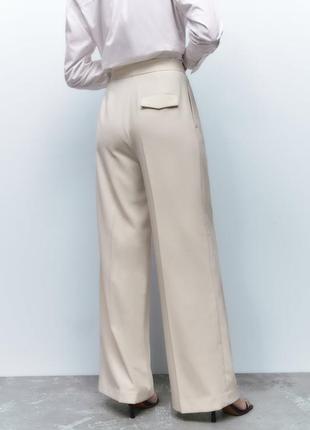 Штани палаццо zara брюки палацо зара з широкими штанинами молочні 1608/424 молочного кольору розмір s5 фото