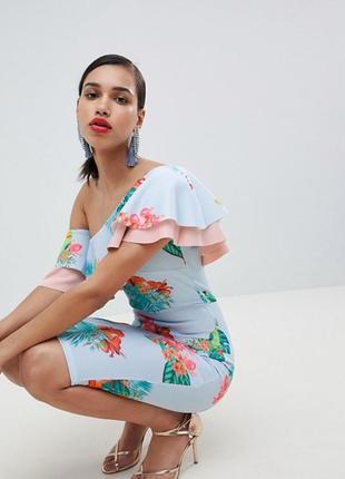 Роскошное платье asos true violet эксклюзив! цветочный принт, рюши!