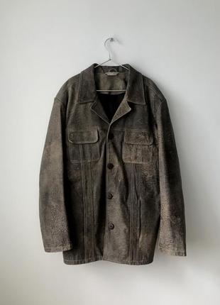 Оригинальная куртка из натуральной кожи с эффектом состаривания tyler кожаный пиджак с потертостями1 фото