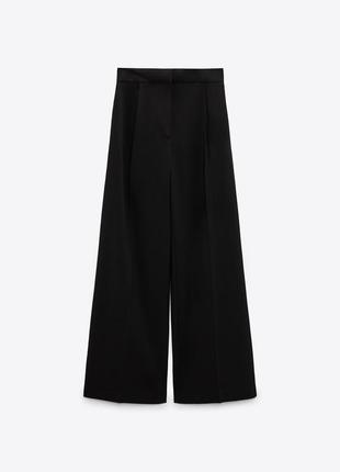 Штани палаццо zara брюки палацо зара з широкими штанинами чорні 1608/424 чорного кольору розмір s1 фото