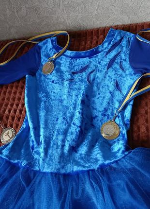 Синее платье стандарт для бальных танцев4 фото
