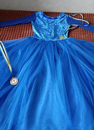 Синее платье стандарт для бальных танцев8 фото