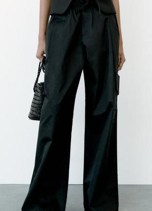 Хлопковые брюки с накладными карманами zara original spain