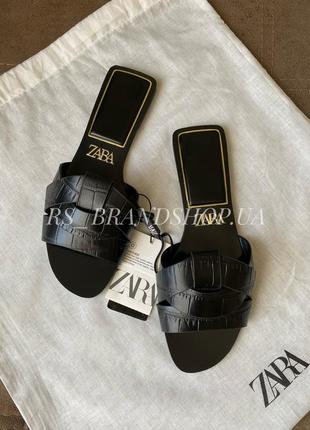 Zara шлепанцы кожа новая коллекция зара шлепки кожаное черновие6 фото