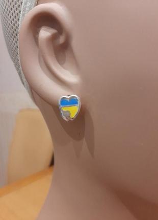 Сережки  патрiотичні срібні