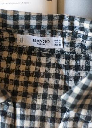 Чорно біла котонова сорочка в клітинку жіноча mango, розмір м6 фото