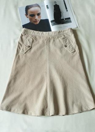Базовая светло бежевая вельветовая юбка миди massimo dutti, размер m1 фото