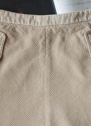 Базовая светло бежевая вельветовая юбка миди massimo dutti, размер m2 фото