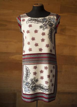 Белое летнее платье с цветами мини женское zara, размер s