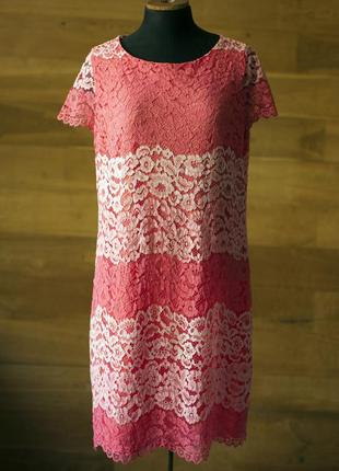 Розовое кружевное платье женское cache cache (франция), размер l, xl