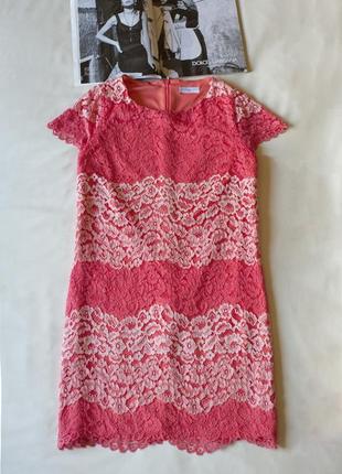 Розовое кружевное платье женское cache cache (франция), размер l, xl2 фото