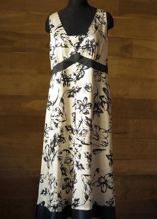 Шелковое праздничное платье светло бежевого цвета миди англия, размер l, xl