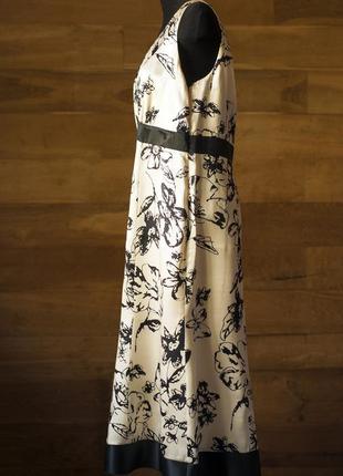 Шелковое праздничное платье светло бежевого цвета миди англия, размер l, xl3 фото