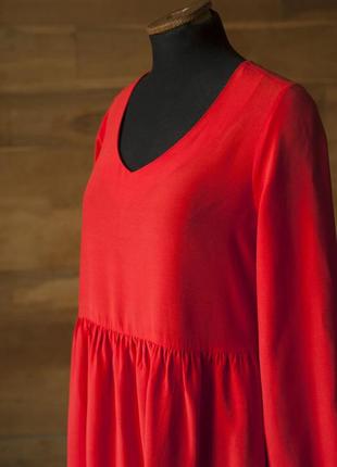 Красное платье с длинным рукавом миди женское sublevel, размер s, m3 фото