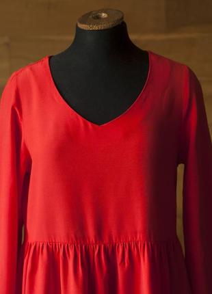 Красное платье с длинным рукавом миди женское sublevel, размер s, m2 фото