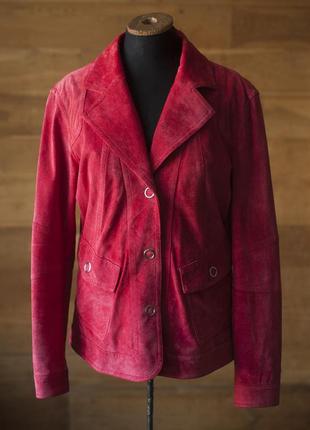 Куртка малинового цвета натуральная замша betty barclay, размер m1 фото