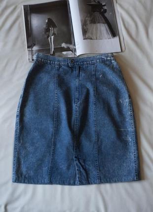 Синяя джинсовая винтажная мини юбка «варенка» женская naf naf, размер m4 фото