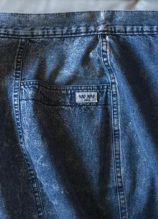 Синяя джинсовая винтажная мини юбка «варенка» женская naf naf, размер m7 фото
