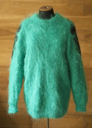 Мохеровый зеленый женский свитер (англия), размер m, l1 фото
